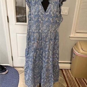 J. Crew Blue and White Floral Midi Dress